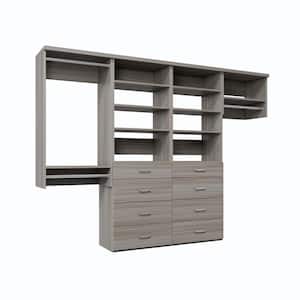 System Drawer Size VIA Closets 120 in. W Natural Oak Reach-in Wall-Mount 3-Rod 8-Slab ...