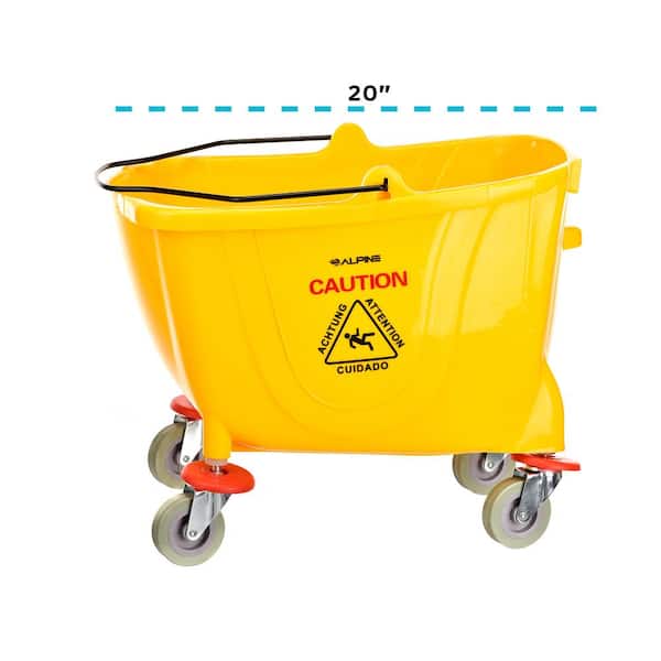 and Handle Yellow Mop Bucket Wet Mop Kit with 36 Qt Wet Floor Sign Mop Head