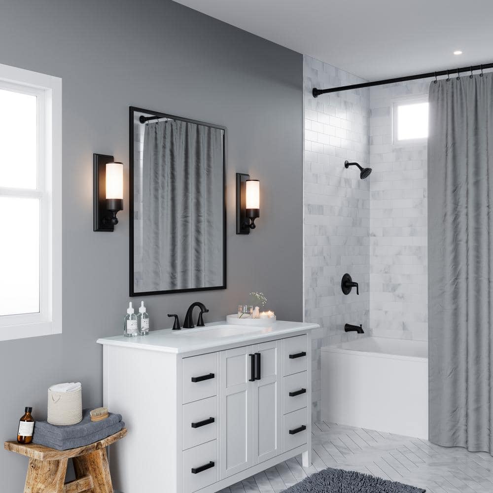 Willa Matte Black Widespread Bathroom Faucet with Drain Assembly