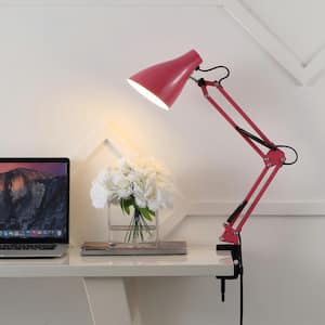 Odile 28.5 in. Pink Classic Industrial Adjustable Articulated Clamp-On LED Task Lamp