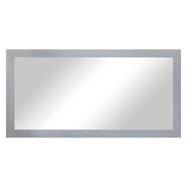 3 in. Grey Frame (80 in. W x 33 in. H) Oak Hardwood Rectangle Wall Mirror