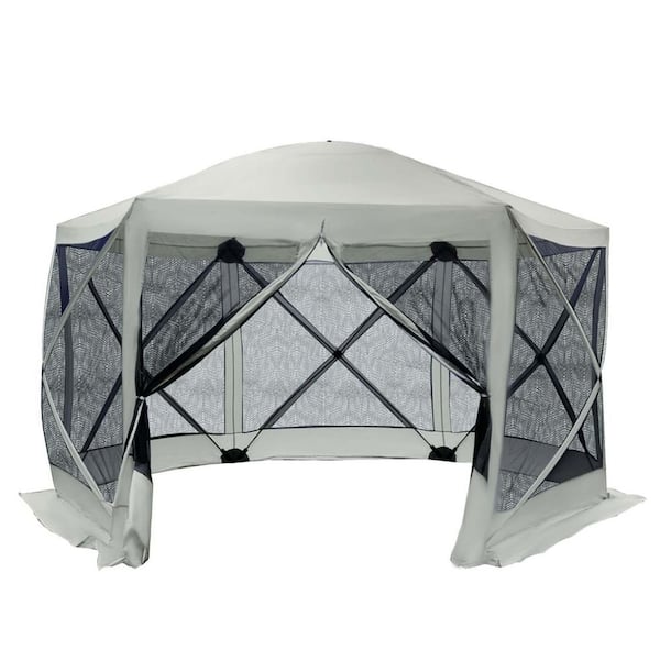 12 ft. x 12 ft. Beige Pop-Up Canopy Tent Party Tent Instant Setup Beach Tent Portable Sun Shade for Camping, Events