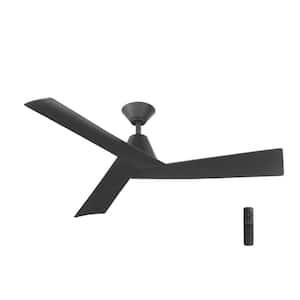 Easton 52 in. Indoor/Outdoor Matte Black with Matte Black Blades Ceiling Fan with Remote Included