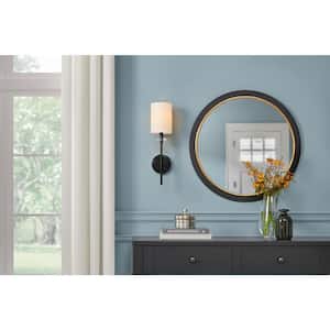 Dawson 1 LT Sconce matte black with white fabric shade