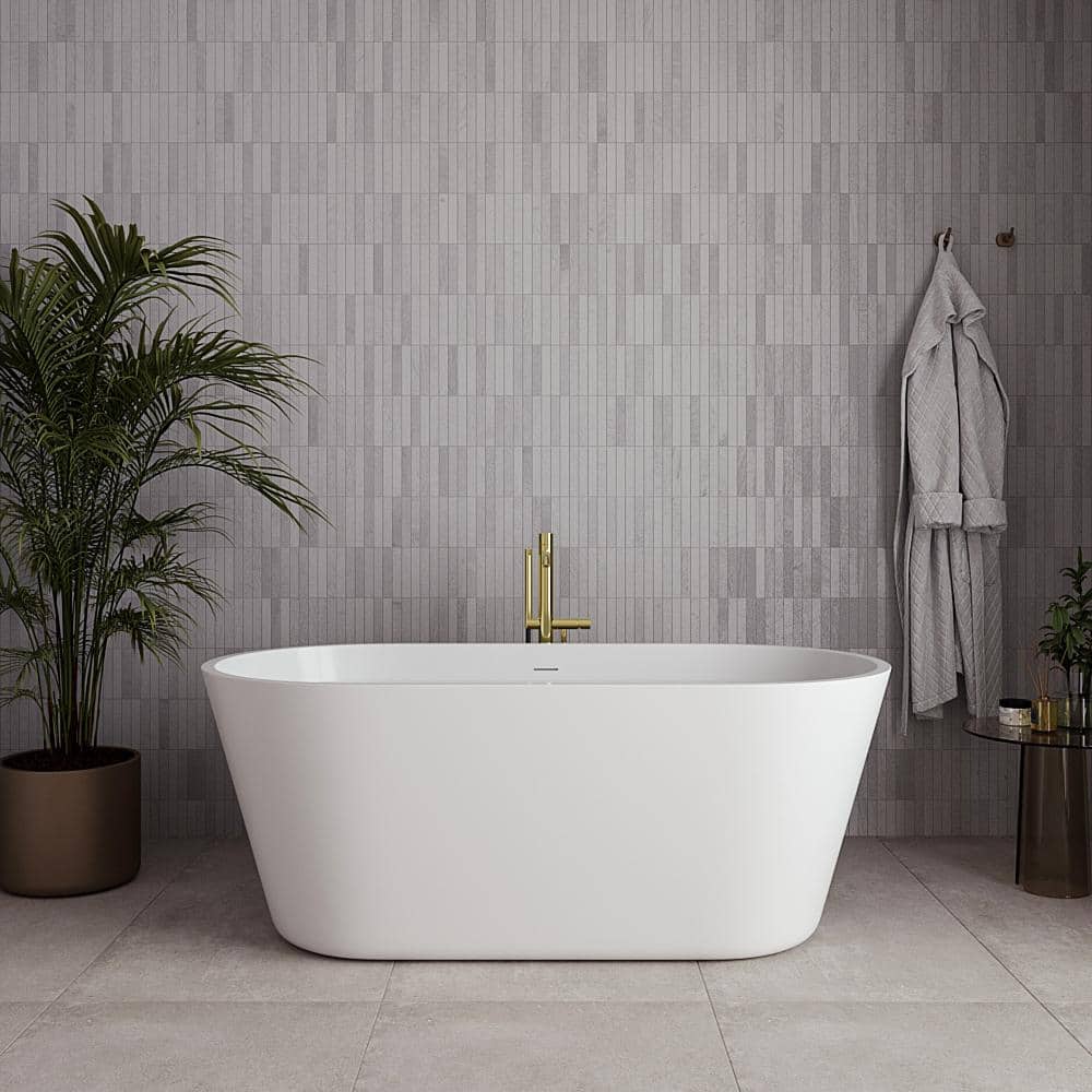 59 in. x 30 in. Acrylic Freestanding Soaking Bathtub in Glossy White with Polished Brass Drain price history on PriceWatchPro