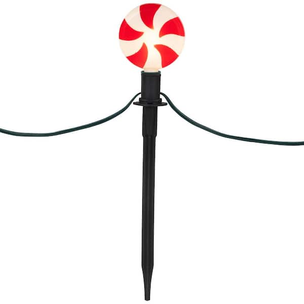 14.5 in. Lighted Peppermint Twist Candy Christmas Pathway Markers (Set of 4)