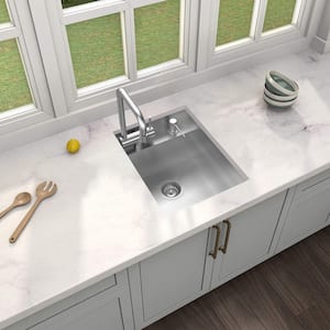 Zero Radius Undermount 18G Stainless Steel 15 in. Single Bowl Workstation Bar Sink with Stainless Steel Faucet