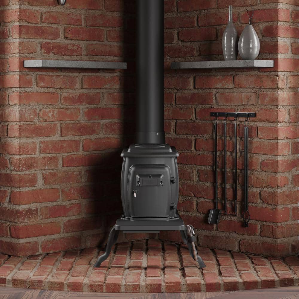 Flat Black Cast Iron Freestanding Wood Stove with Cool Touch Handle