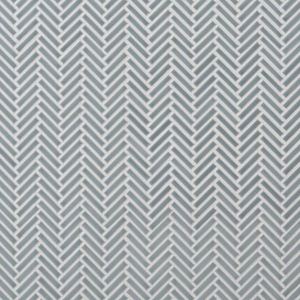 Motif Herringbone Sky Blue 11.14 in. x 11.14 in. Glossy Porcelain Mosaic Floor and Wall Tile (0.86 sq. ft./each)