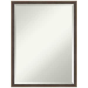 Hardwood Wedge Mocha 19.25 in. x 25.25 in. Rustic Rectangle Framed Bathroom Vanity Wall Mirror