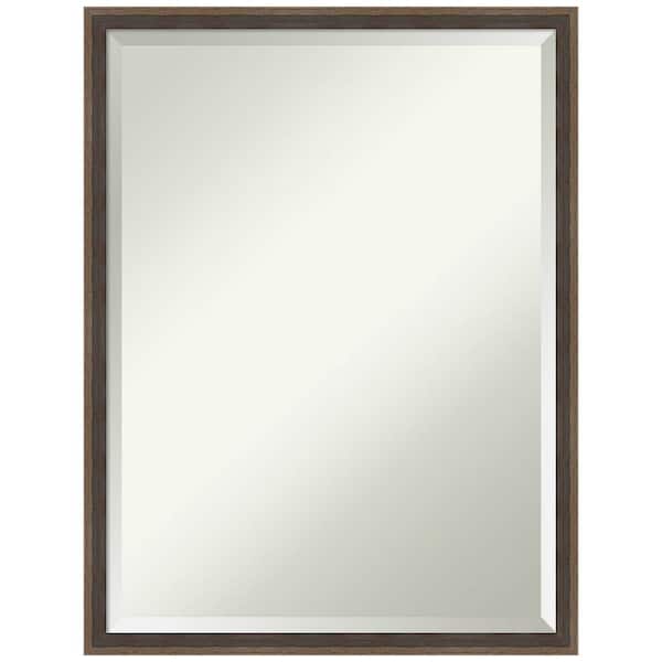 Amanti Art Hardwood Wedge Mocha 19.25 in. x 25.25 in. Rustic Rectangle Framed Bathroom Vanity Wall Mirror