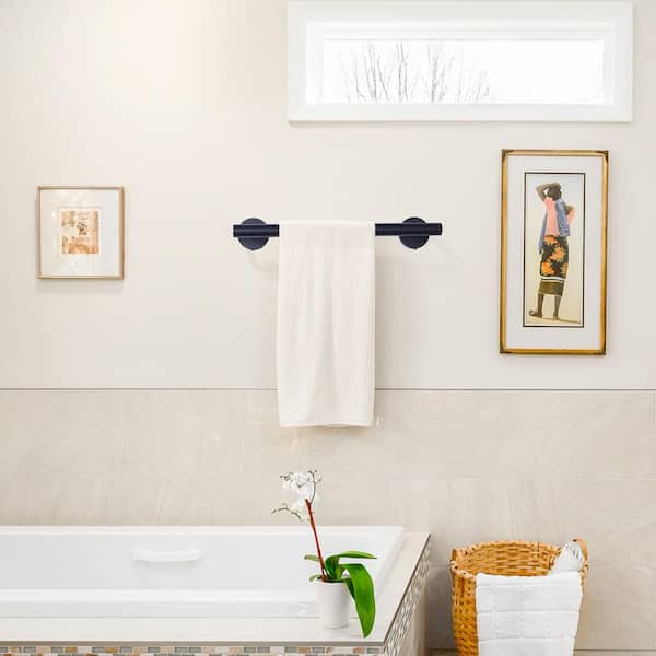 12 in. Wall Mounted Single Towel Bar Bath Hardware Accessory in Matte Black
