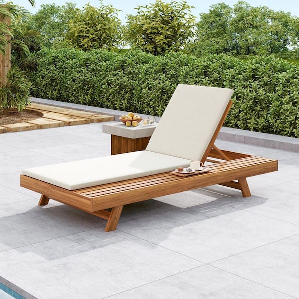 Teak Outdoor Chaise Lounge Set, Space Available On One Side Acacia