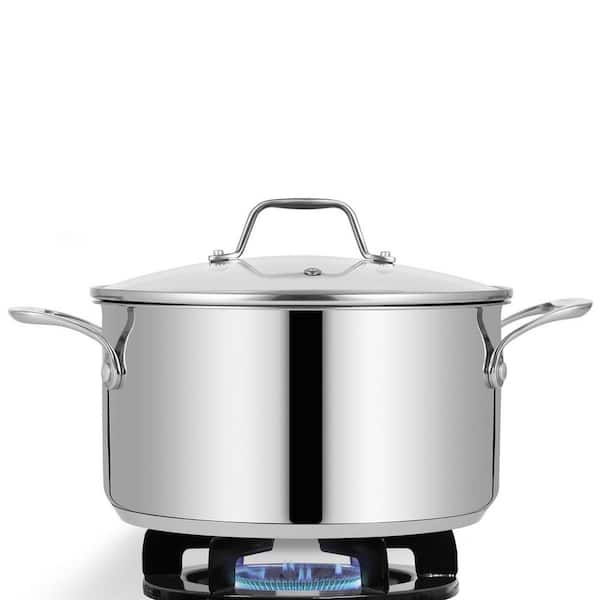 NutriChef 6 qt. Stainless Steel Heavy Duty Induction Pot, Soup Pot, Stockpot with Lid