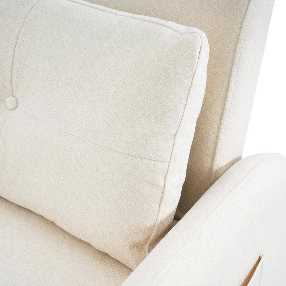 Beige Cotton Linen 3-in-1 Convertible Sleeper Sofa Chair
