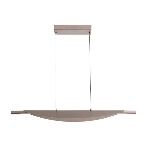 Luma 25-Watt 1 Light Coffee Silver Integrated LED Linear Pendant Light with Coffee Silver Shade