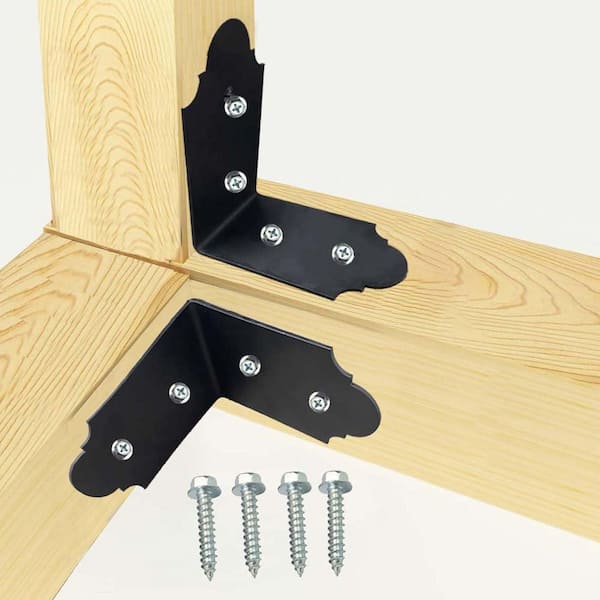 Wuno Shop 2 Pcs 6"x6"x5" Heavy Duty Steel Corner Brackets, 90 Degree Countertop Fireplace Mantel Bracket, L Shelf Bracket, 6x6 Post To Beam Connector, Thickness 1/4"(6 Mm), Max Load 300lb - View #7