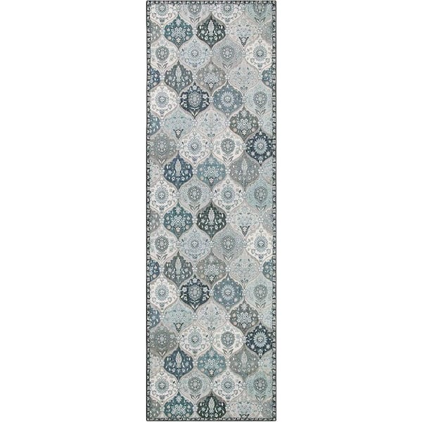 2' x 6' Trellis Washable Non-Slip Runner Rug