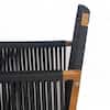 Close-up of the black woven fabric on the chair backrest.