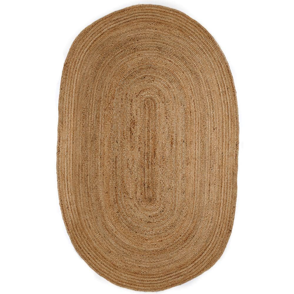 Kerala Natural Brown Jute 6 ft. x 9 ft. Oval Area Rug