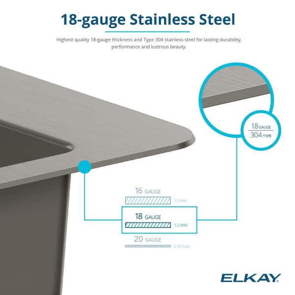 Elkay Avenue 25 in. Drop-In/Undermount Single Bowl 18-Gauge Elkay Avenue 25 in. Drop-In/Undermount Single Bowl 18-Gauge