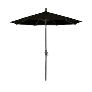 7.5 ft. Hammertone Grey Aluminum Market Patio Umbrella Collar Tilt Crank Lift in Black Pacifica