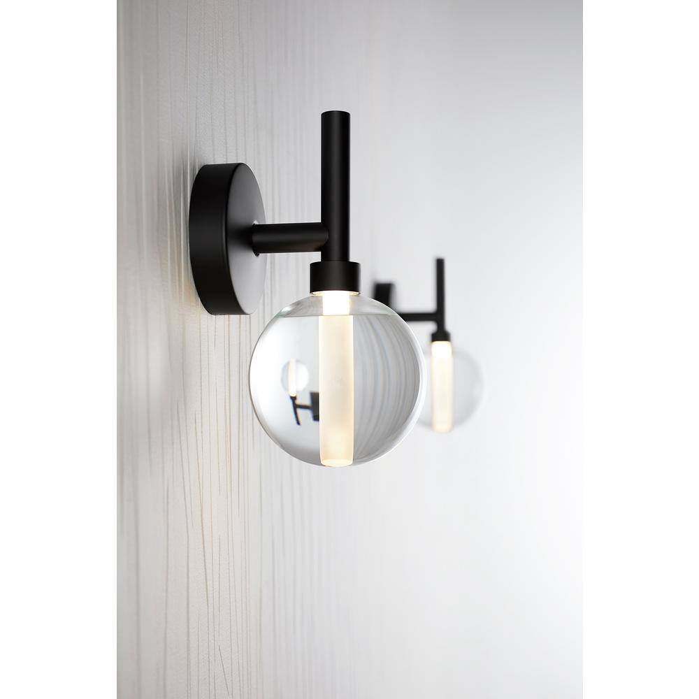Matte Black Glass Shade Dimmable LED Sconce
