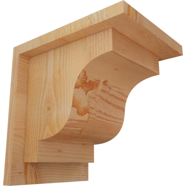 Ekena Millwork 8 in. x 10 in. x 10 in. Newport Rough Sawn Douglas Fir Corbel with Backplate