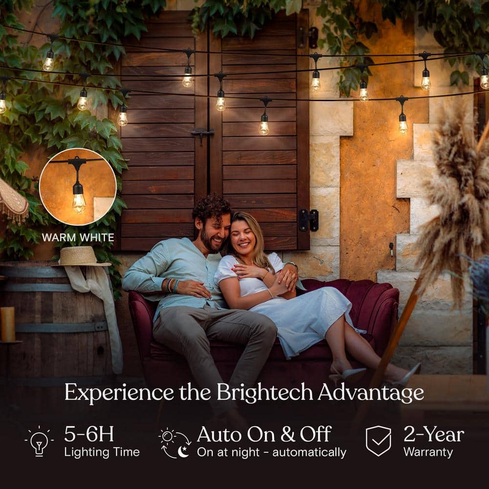 48 ft Warm White Solar Powered Outdoor LED String Lights