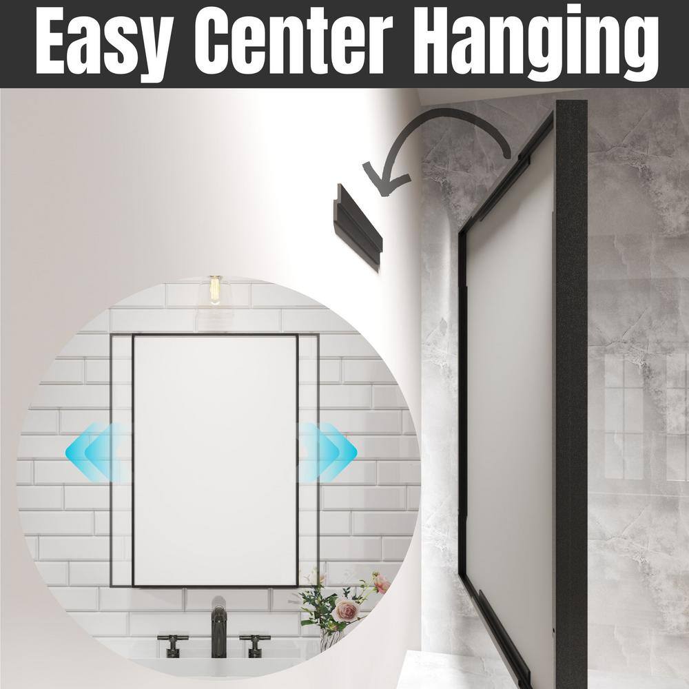 24" x 36" Black Metal Framed Rectangular Vanity Mirror