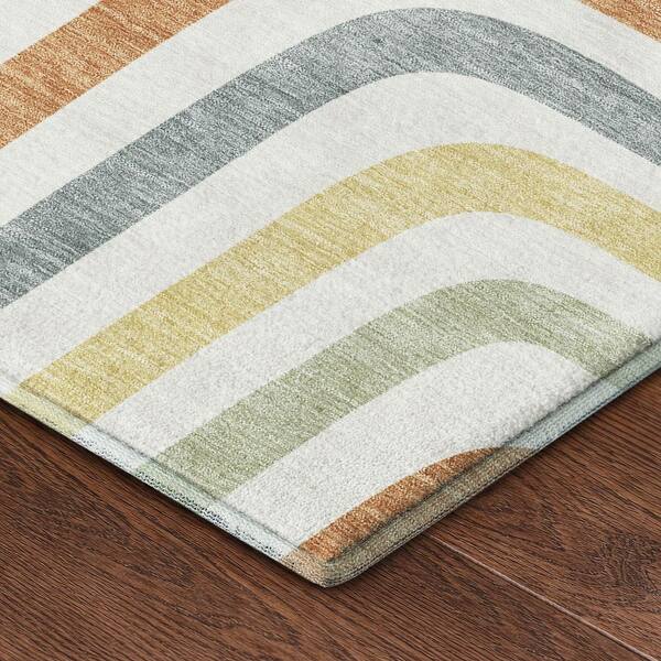 Mayfield Premium Machine Washable Abstract AMF2551 Ivory 2 ft. x 3 ft. Accent Rug