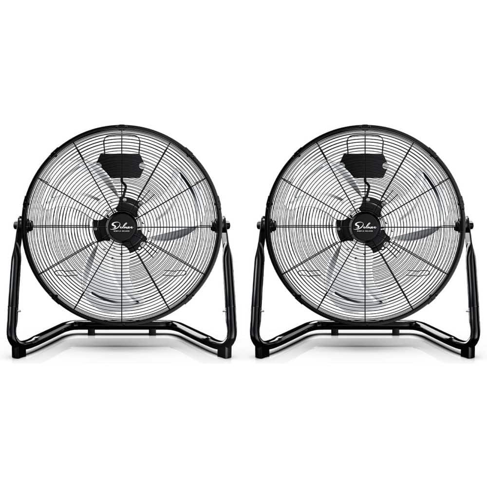 18 in. 4000 CFM 3-Speed High Velocity Heavy Duty Metal Industrial Floor Fans In Black, 2-Pack price history on PriceWatchPro