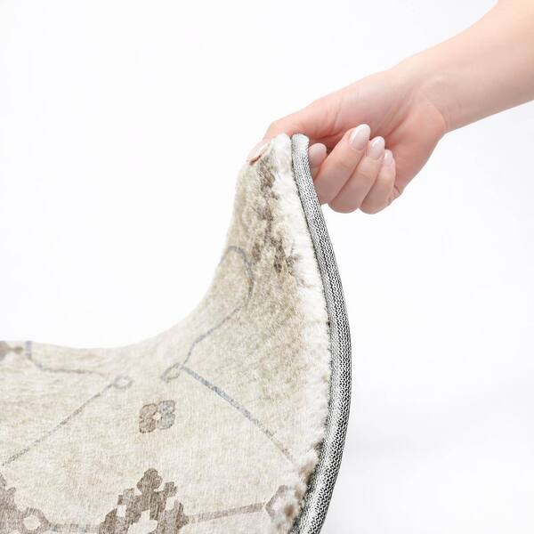 Dream Shag Premium Machine Washable Abstract ADS122 Taupe 9 ft. x 12 ft. Area Rug