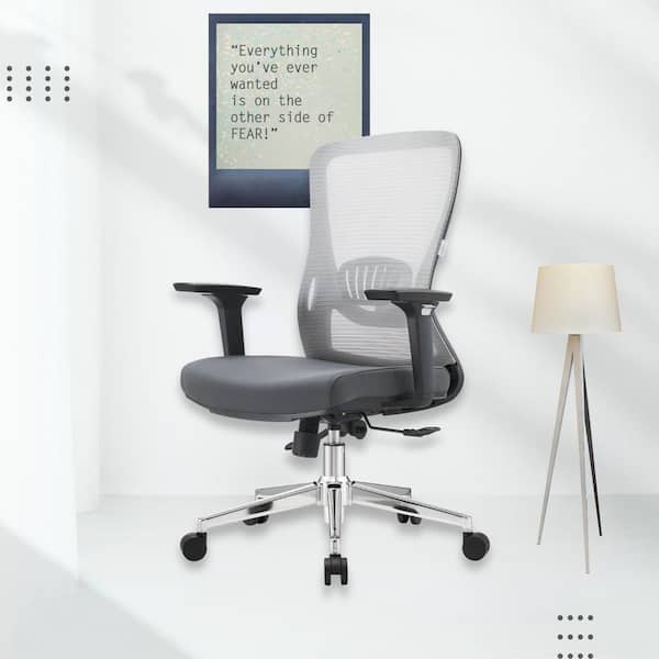 Office Chair Ergonomic Mid-Back Mesh Computer Chair with Swivel and Tilt Adorit Series in Grey