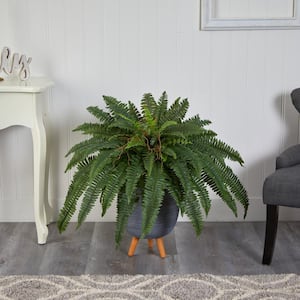 2.5 ft. Boston Fern Artificial Plant in Gray Planter with Stand