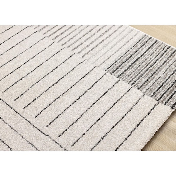 Sereni Collections 5 ft. x 8 ft. White Stripes Indoor Area Rug