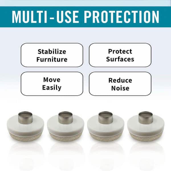 1 in. Beige Round Felt Nail-On Furniture Glides for Floor Protection (8-Pack)
