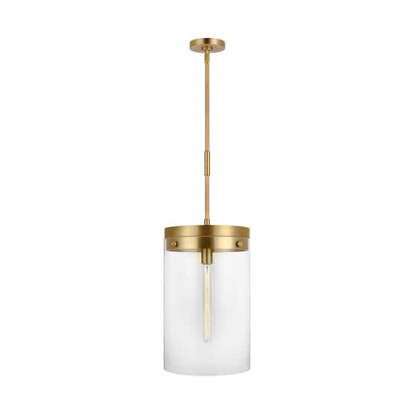 Garrett Large 1-Light Burnished Brass Cylinder Pendant Light