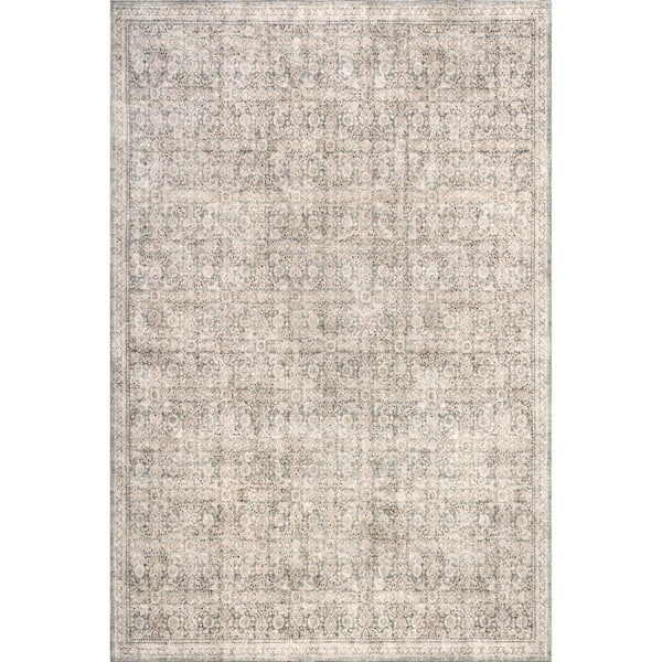 nuLOOM Hillstone Grey 5 ft. x 8 ft. Traditional Vintage Medallion Area Rug