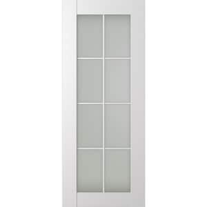 Paola 8 Lite 18 in. x 80 in. No Bore 8-Lite Frosted Glass Bianco Noble Wood Composite Interior Door Slab