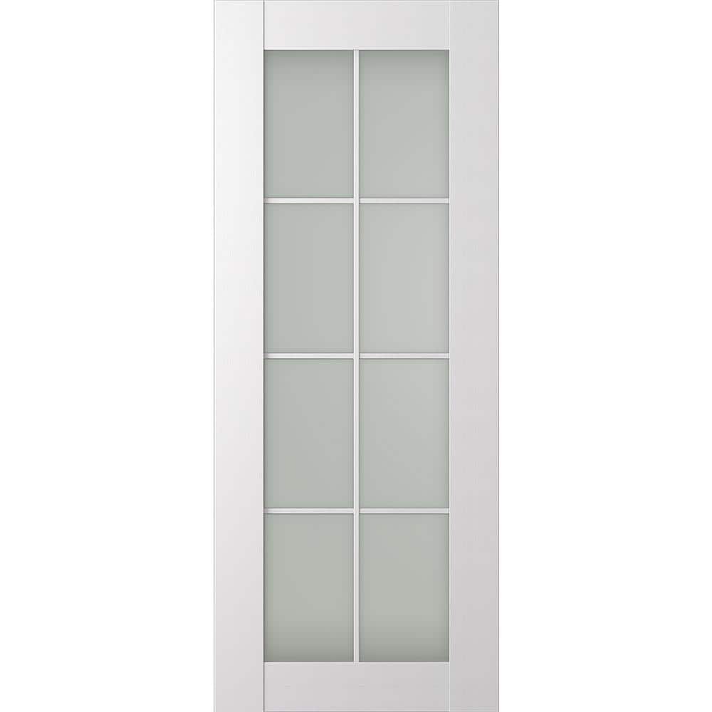 Paola 8 Lite 28 in. x 80 in. No Bore 8-Lite Frosted Glass Bianco Noble Wood Composite Interior Door Slab price history on PriceWatchPro