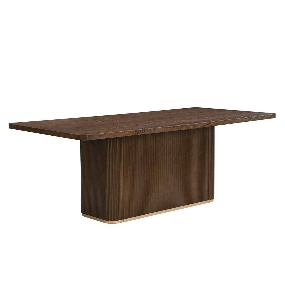Murray Brown Wood 84 in. W Rectangular Pedestal Dining Table 8-Seats, Pillar Base, Walnut