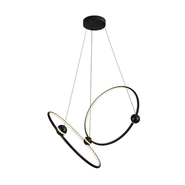 Isho 2 Head 2-Light 41-Watt Black Integrated LED Chandelier