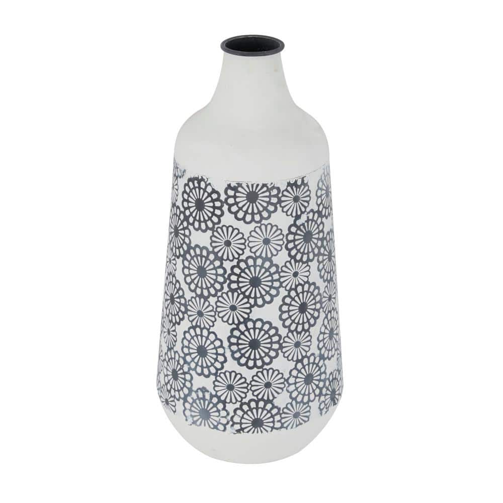 ((pack of 2))22 in. Black Metal Floral Decorative Vase