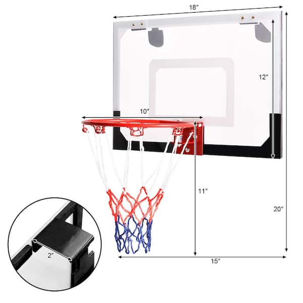 Over-The-Door Mini Basketball Hoop Includes Basketball & Hand Pump 2 Nets Indoor Sports