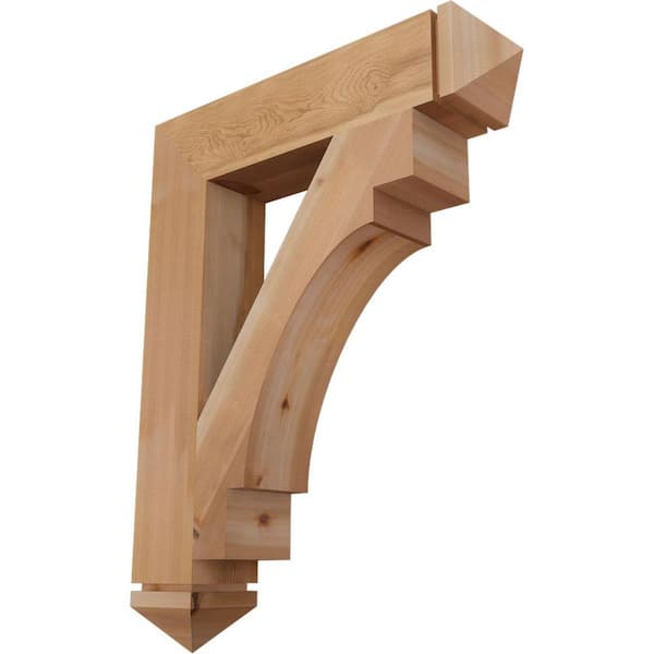 Ekena Millwork 5.5 in. x 38 in. x 30 in. Western Red Cedar Merced Arts and Crafts Smooth Bracket