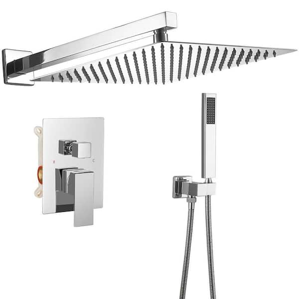 Single Handle 2-Spray Shower Faucet 2.5 GPM with 180° Swivel, Adjustable Flow Rate in Chrome