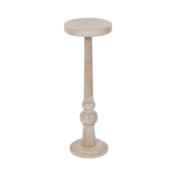Wegner 8 in. W. White Round Coastal Wood End Table