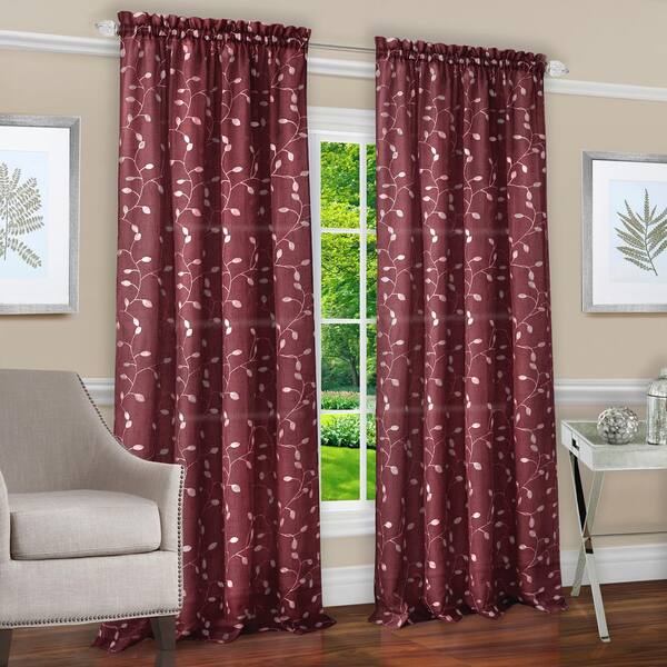 ACHIM Chloe Marsala Polyester Rod Pocket Curtain - 50 in. W x 84 in. L