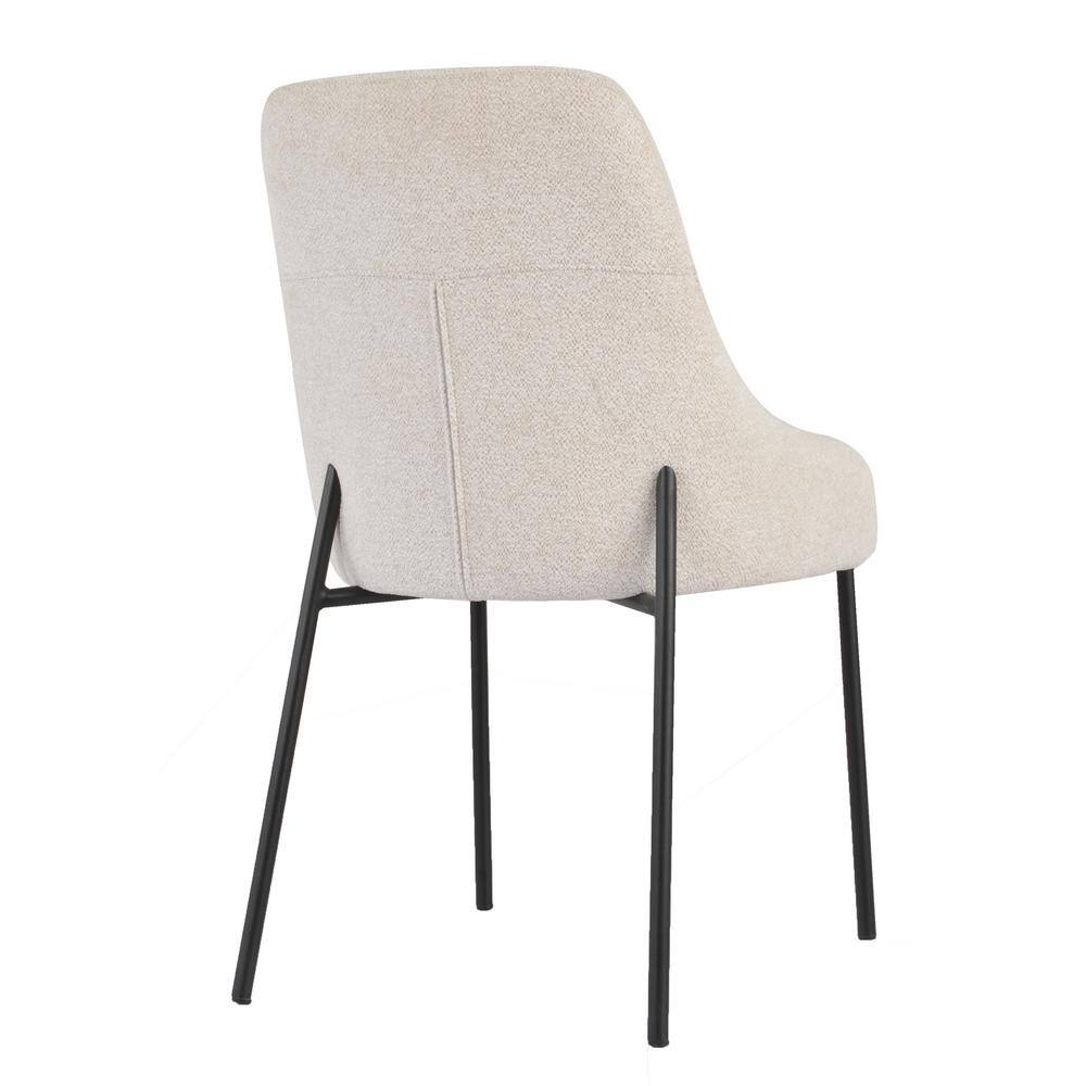 Beige Boucle Upholstered Metal Frame Side Chairs, Set of 2